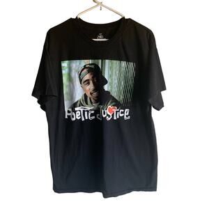 Poetic Justice Black Graphic Shirt Size Large